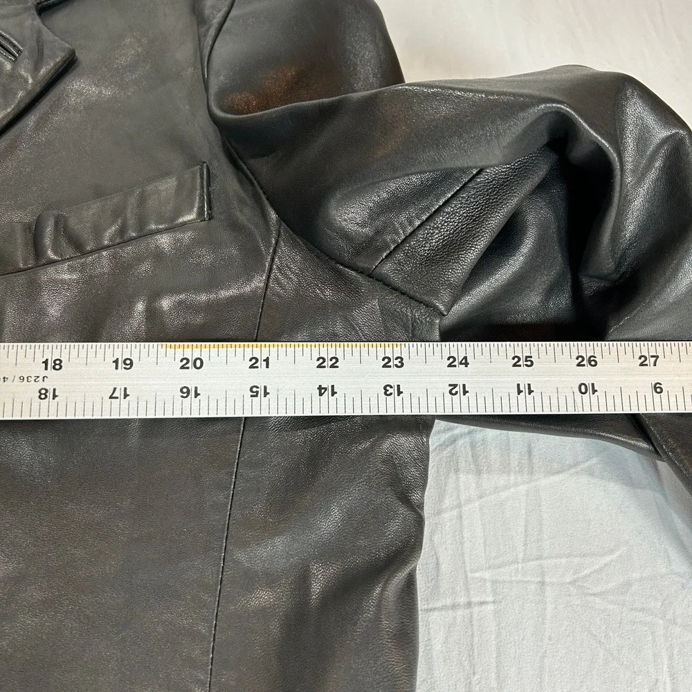 Andrew Marc New York Mens Black Genuine Leather 3 Button Blazer Jacket XL